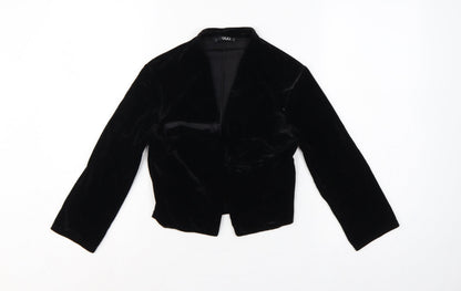Quiz Women Black UK 8 Velvet Open Front Kimono Bell Sleeve Blouse