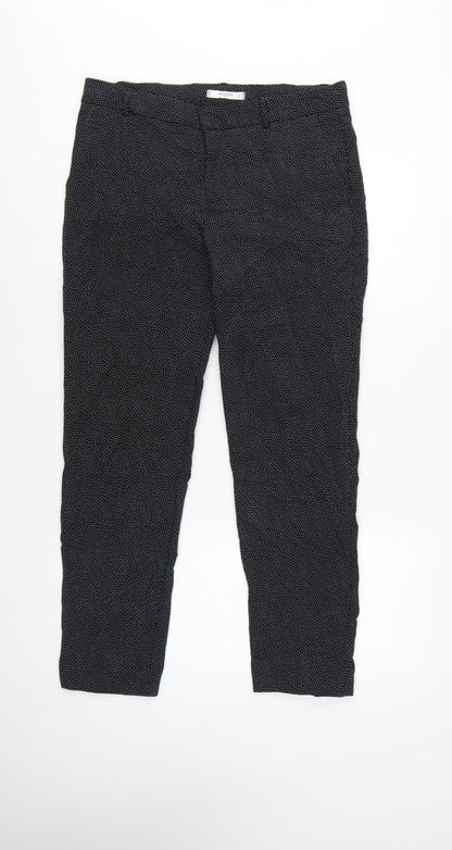 Mango Women Black Polka Dot UK 12 Tapered Dress Trousers Stretch