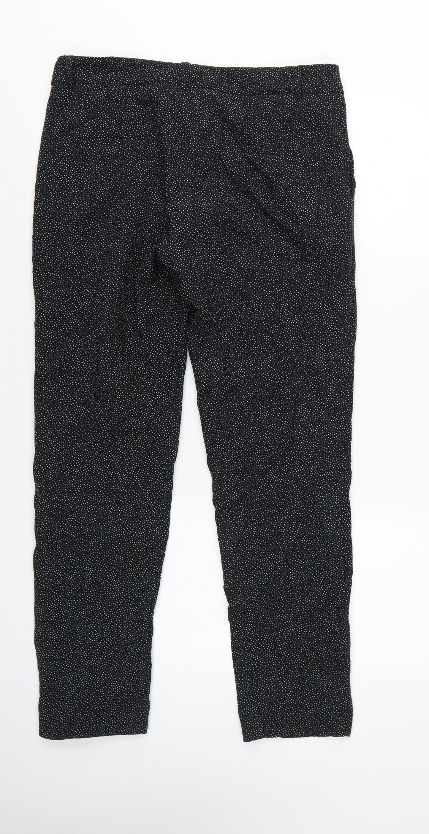 Mango Women Black Polka Dot UK 12 Tapered Dress Trousers Stretch