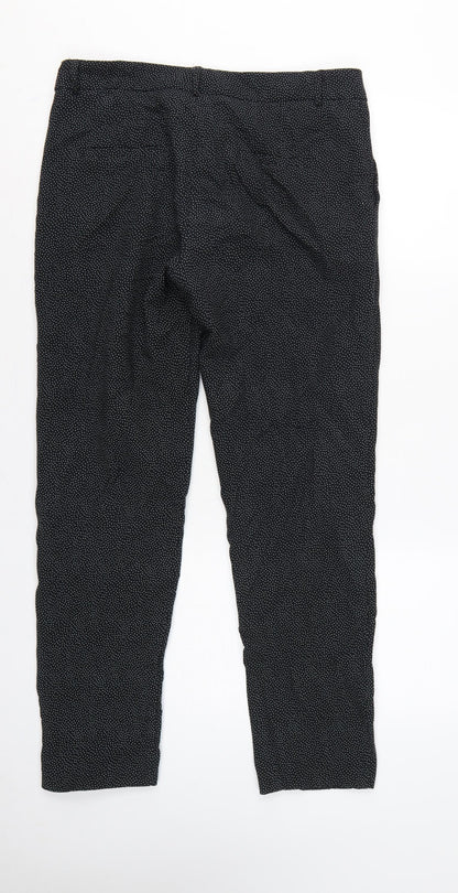 Mango Women Black Polka Dot UK 12 Tapered Dress Trousers Stretch