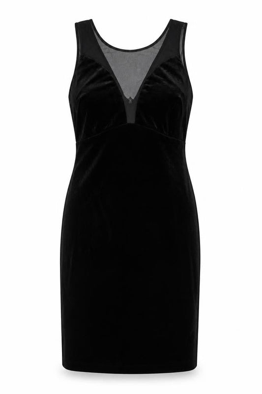 River Island Women Black UK 14 Velvet Bodycon Knee Length Party Dress