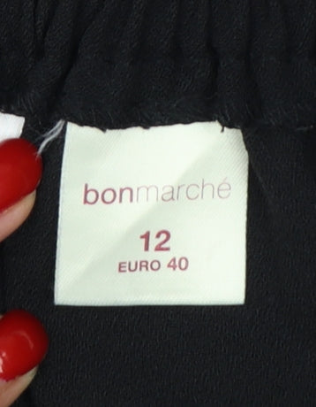 Bonmarche Women’s Black Size 12 Straight Leg Embroidered Waist Trousers