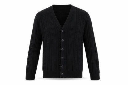 Levi's Men's Black L Cable Knit V-Neck Button Cardigan Cotton