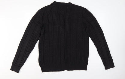 Levi's Men's Black L Cable Knit V-Neck Button Cardigan Cotton