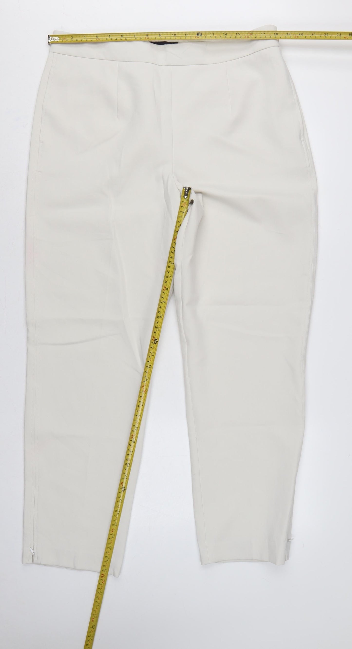 M&S Women Ivory Size 18 Long Tailored Straight Leg Dress Trousers