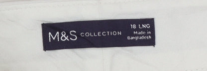 M&S Women Ivory Size 18 Long Tailored Straight Leg Dress Trousers
