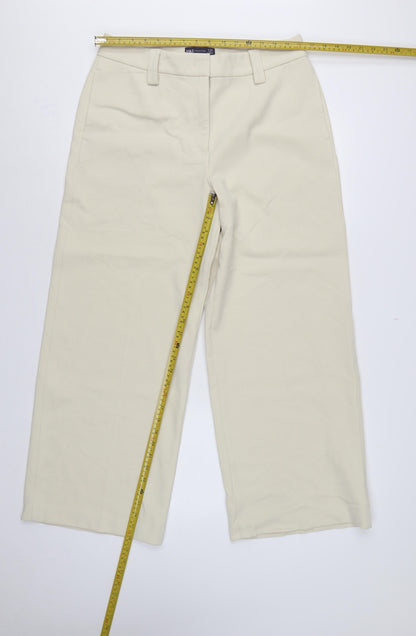 Marks & Spencer Women Ivory UK 14 Wide-Leg Tailored Trousers