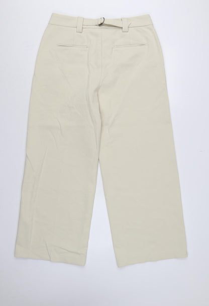 Marks & Spencer Women Ivory UK 14 Wide-Leg Tailored Trousers