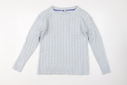 Crew Clothing Co Women Blue UK 14 Cable-Knit Crew Neck Jumper