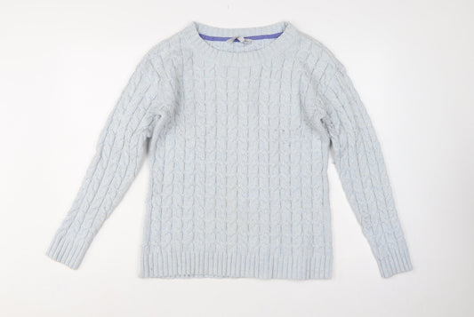 Crew Clothing Co Women Blue UK 14 Cable-Knit Crew Neck Jumper