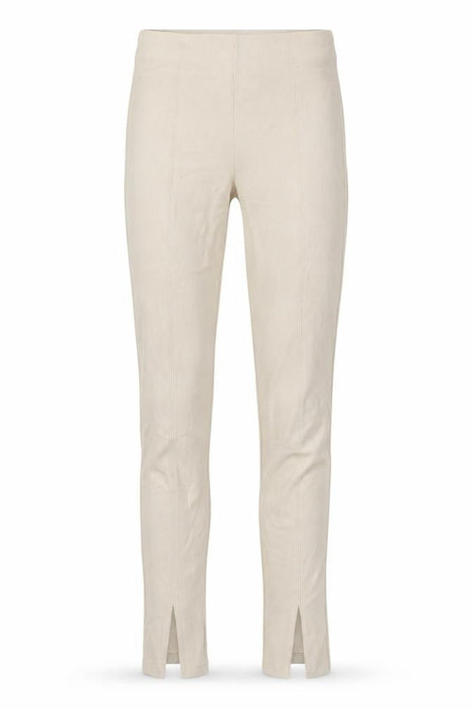 Stradivarius Women Beige S Ribbed High Rise Zip Hem Stretch Leggings