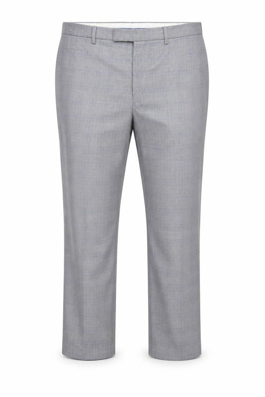 Marks and Spencer Men's Grey 42 Regular Fit Check Dress Trousers