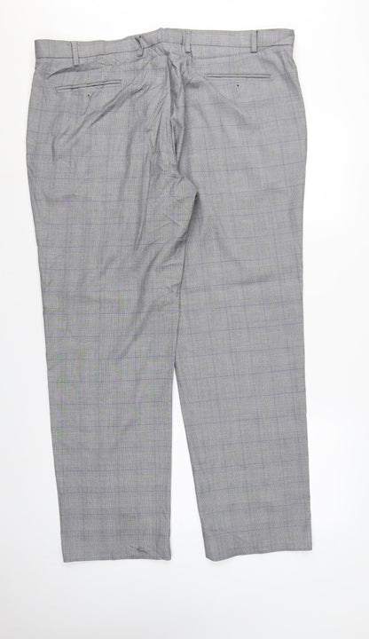Marks and Spencer Men's Grey 42 Regular Fit Check Dress Trousers