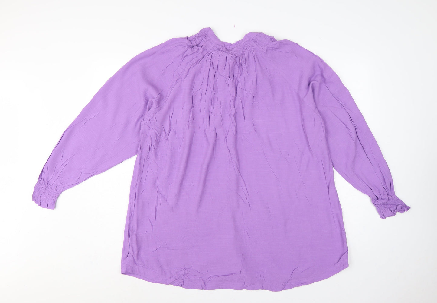 Marks & Spencer Women Purple UK 14 Viscose Tunic Button-Up Blouse