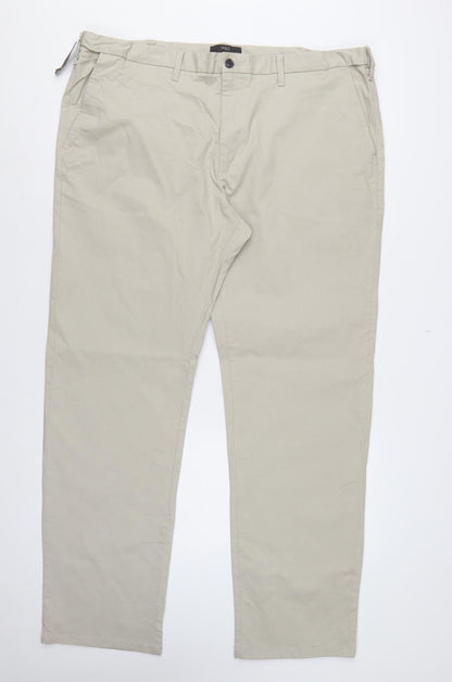 Marks and Spencer Men's Beige 42/33 Regular Stretch Chino Trousers