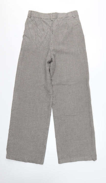 Marks and Spencer Women’s Grey Check Wide-Leg Trousers UK 10 Long