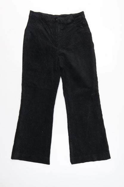 Monki Women’s Black Velvet Flared Trousers UK 10 High Rise