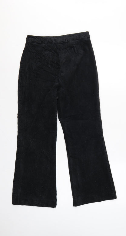 Monki Women’s Black Velvet Flared Trousers UK 10 High Rise