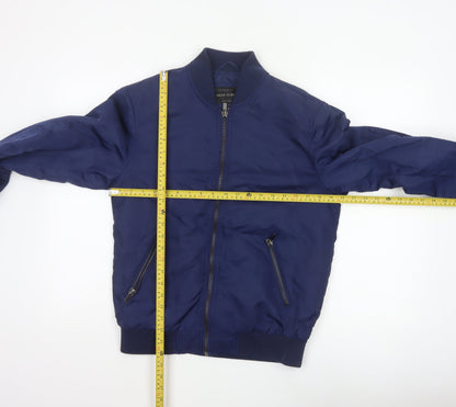 River Island Men's Blue S Padded Bomber Jacket Full Zip