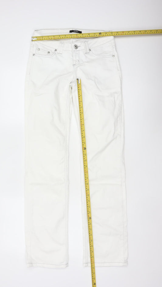Melrose Women’s White UK 10 Low Rise Straight Studded Jeans