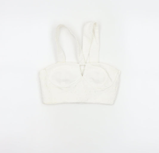 Zara Women Ivory XS Cropped Bustier Camisole Top Wide Straps