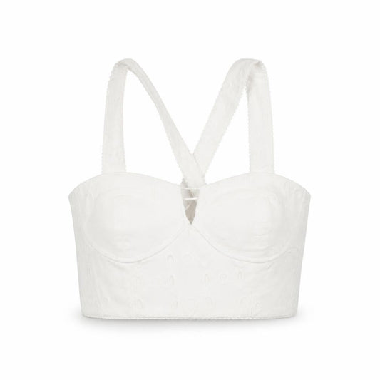 Zara Women Ivory XS Cropped Bustier Camisole Top Wide Straps