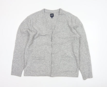 GAP Men’s Grey M V-Neck Button Knit Cardigan Pockets