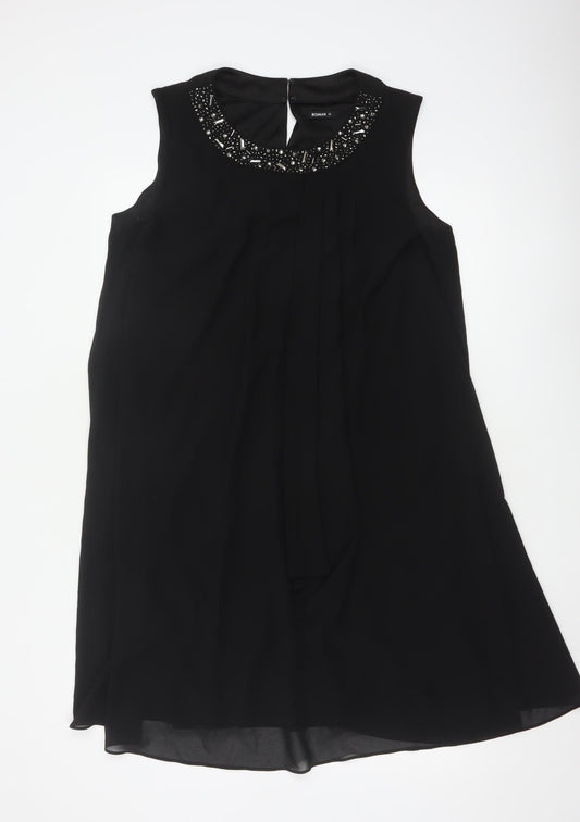 Roman Women Black Size 18 A-Line Beaded Chiffon Formal Dress