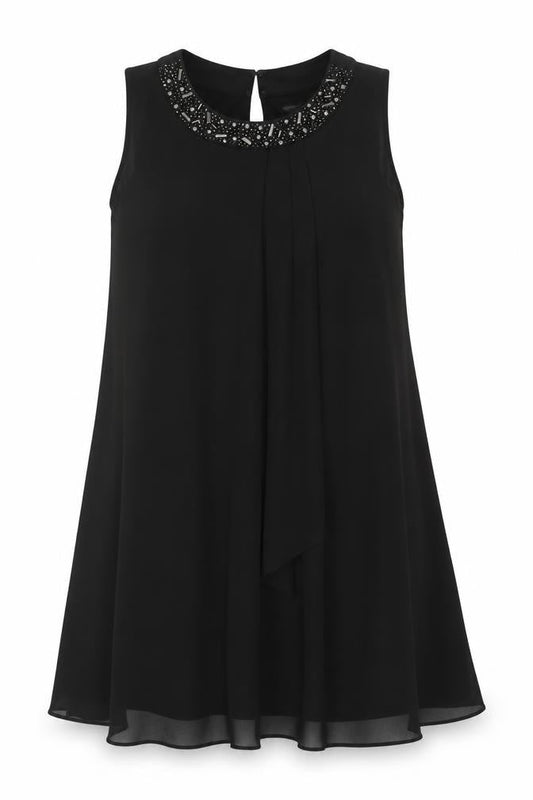 Roman Women Black Size 18 A-Line Beaded Chiffon Formal Dress