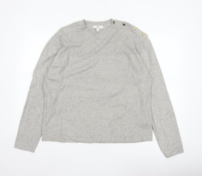 Marks & Spencer Women Grey L Knit Button Shoulder Pullover Jumper