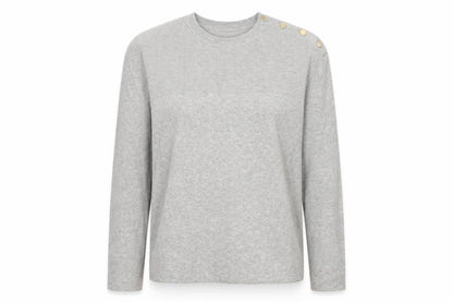 Marks & Spencer Women Grey L Knit Button Shoulder Pullover Jumper