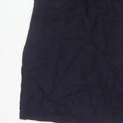Laura Ashley Women Blue UK 18 Sleeveless Shift Knee Dress V-Neck