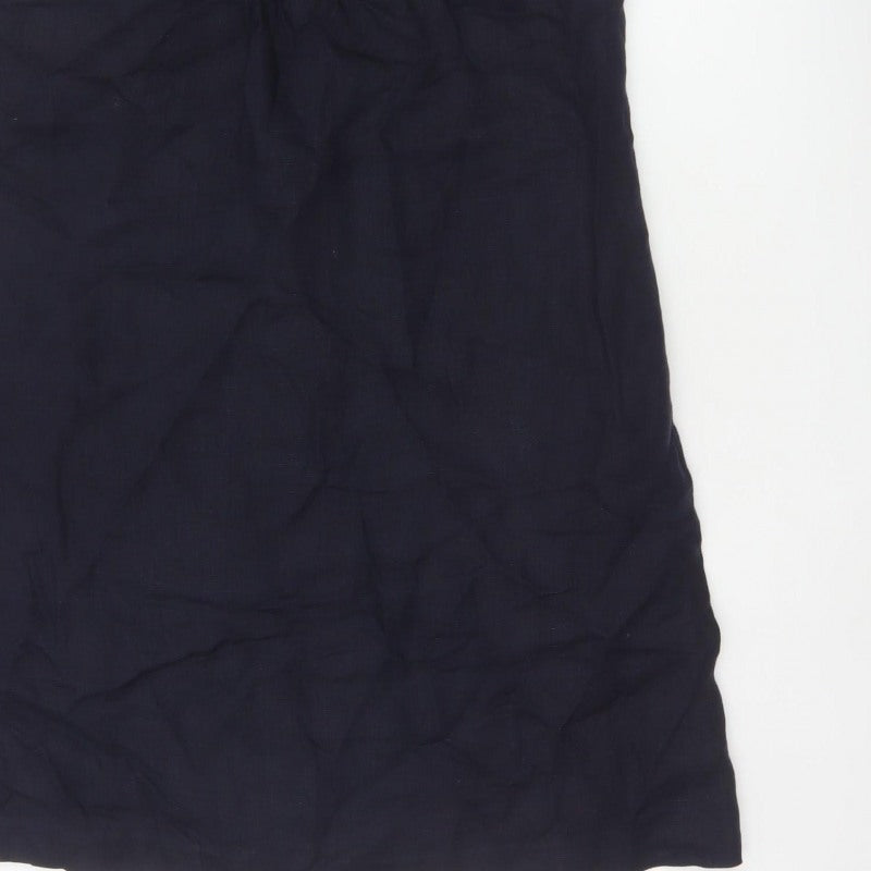 Laura Ashley Women Blue UK 18 Sleeveless Shift Knee Dress V-Neck