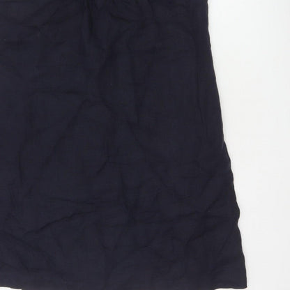 Laura Ashley Women Blue UK 18 Sleeveless Shift Knee Dress V-Neck