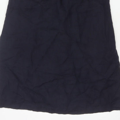 Laura Ashley Women Blue UK 18 Sleeveless Shift Knee Dress V-Neck
