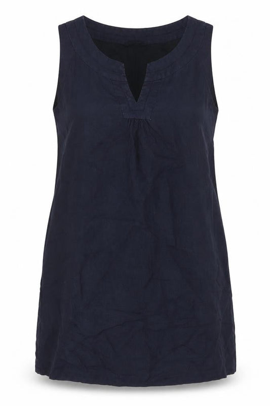 Laura Ashley Women Blue UK 18 Sleeveless Shift Knee Dress V-Neck