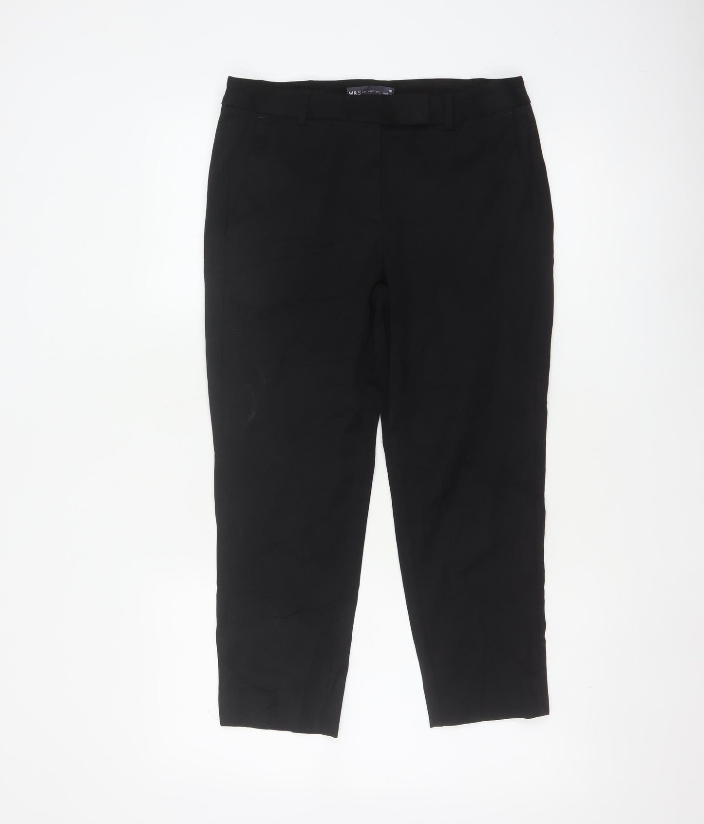 Marks & Spencer Women Black UK 10 Tapered Tailored Work Trousers