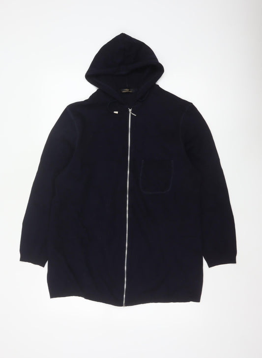 Marks & Spencer Women Navy Blue UK 16 Long Full Zip Hooded Tunic