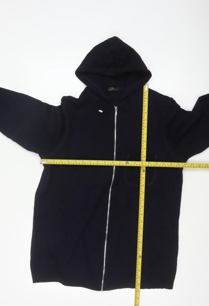 Marks & Spencer Women Navy Blue UK 16 Long Full Zip Hooded Tunic