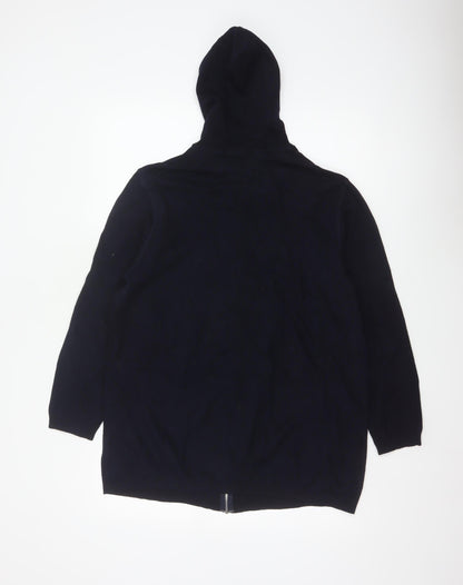 Marks & Spencer Women Navy Blue UK 16 Long Full Zip Hooded Tunic