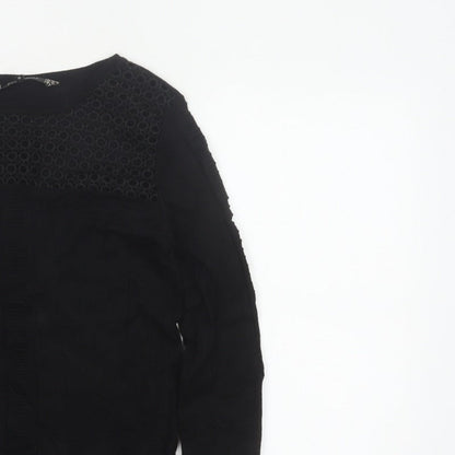 Principles Women’s Black Size 10 Crew Neck Lace Panel Knit Jumper