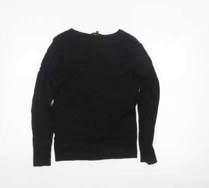 Principles Women’s Black Size 10 Crew Neck Lace Panel Knit Jumper