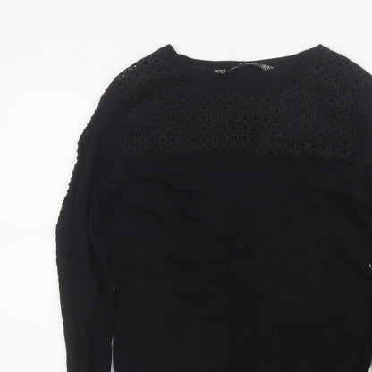 Principles Women’s Black Size 10 Crew Neck Lace Panel Knit Jumper