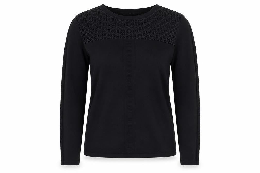 Principles Women’s Black Size 10 Crew Neck Lace Panel Knit Jumper