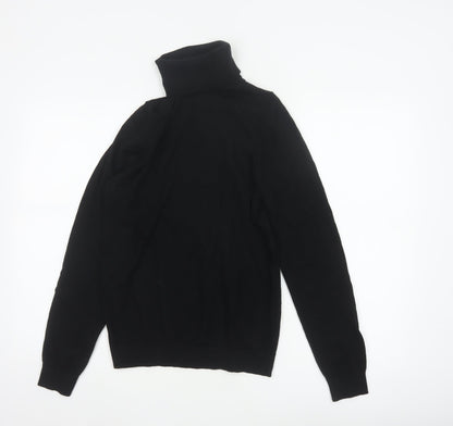 Marks and Spencer Men Black Small Merino Wool Roll Neck Pullover Jumper