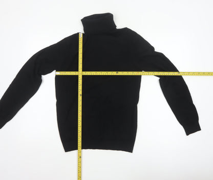 Marks and Spencer Men Black Small Merino Wool Roll Neck Pullover Jumper