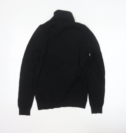 Marks and Spencer Men Black Small Merino Wool Roll Neck Pullover Jumper