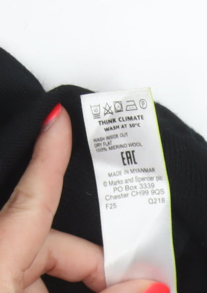 Marks and Spencer Men Black Small Merino Wool Roll Neck Pullover Jumper