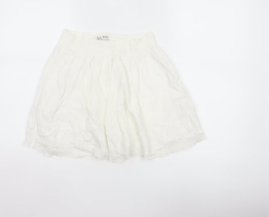 Jack Wills Women Ivory UK 10 A-Line Layered Cotton Mini Skirt