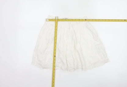 Jack Wills Women Ivory UK 10 A-Line Layered Cotton Mini Skirt